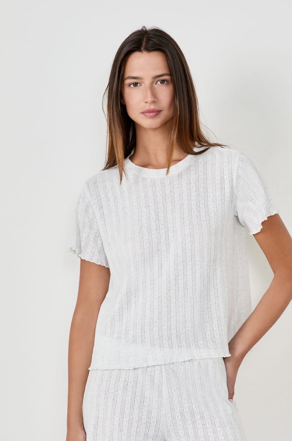 T-shirt en pointelle;${refinementColor}