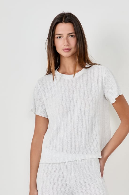 T-shirt en pointelle;${refinementColor}