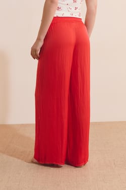 Pantalon satin&eacute; coupe large;${refinementColor}