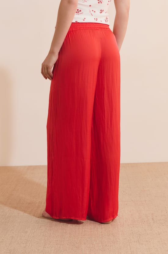 Pantalon satin&eacute; coupe large;${refinementColor}