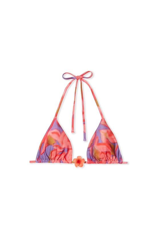 Haut de maillot de bain triangle avec fleur ;${refinementColor}