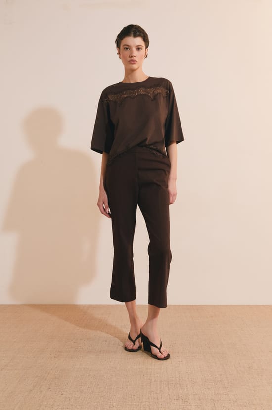 T-shirt en coton avec d&eacute;tail dentelle;${refinementColor}