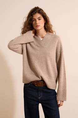 Pull manches longues 100% cachemire;${refinementColor}