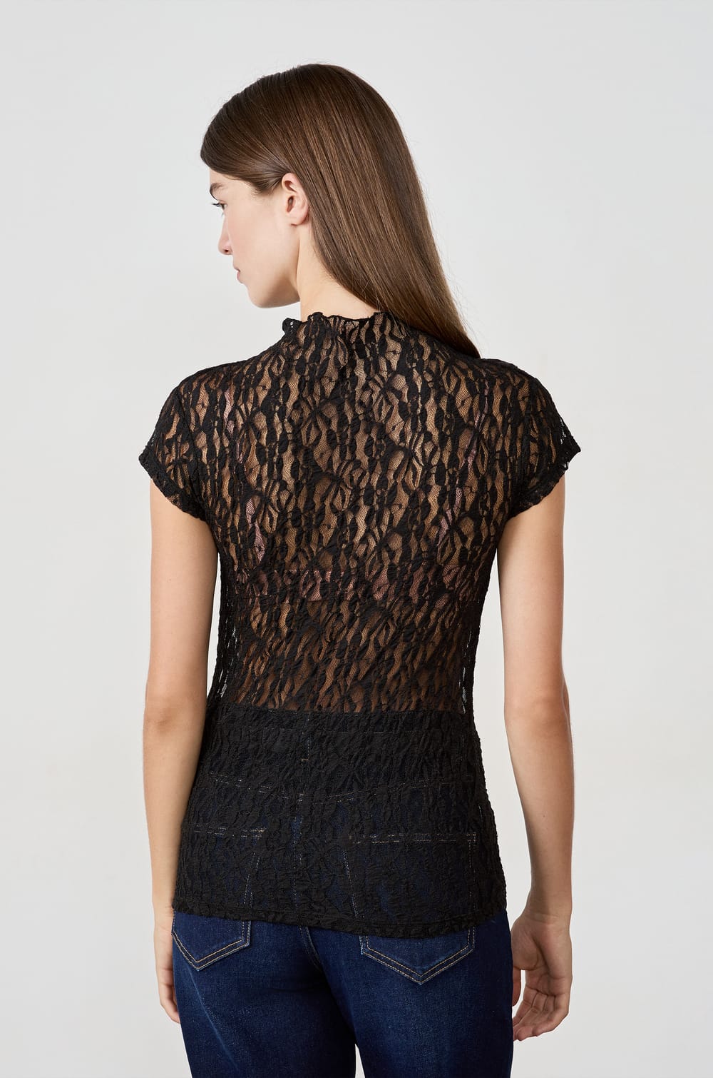 T-shirt en dentelle transparent;${refinementColor}