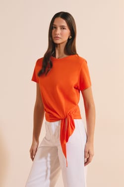 T-shirt en coton avec noeud;${refinementColor}