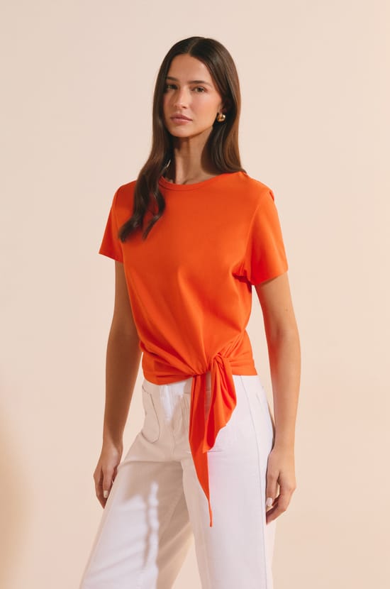 T-shirt en coton avec noeud;${refinementColor}