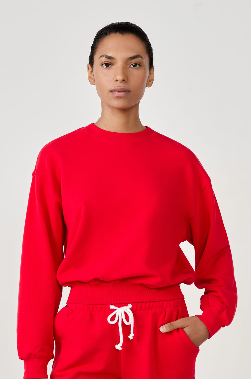 Sweatshirt manches longues en coton;${refinementColor}