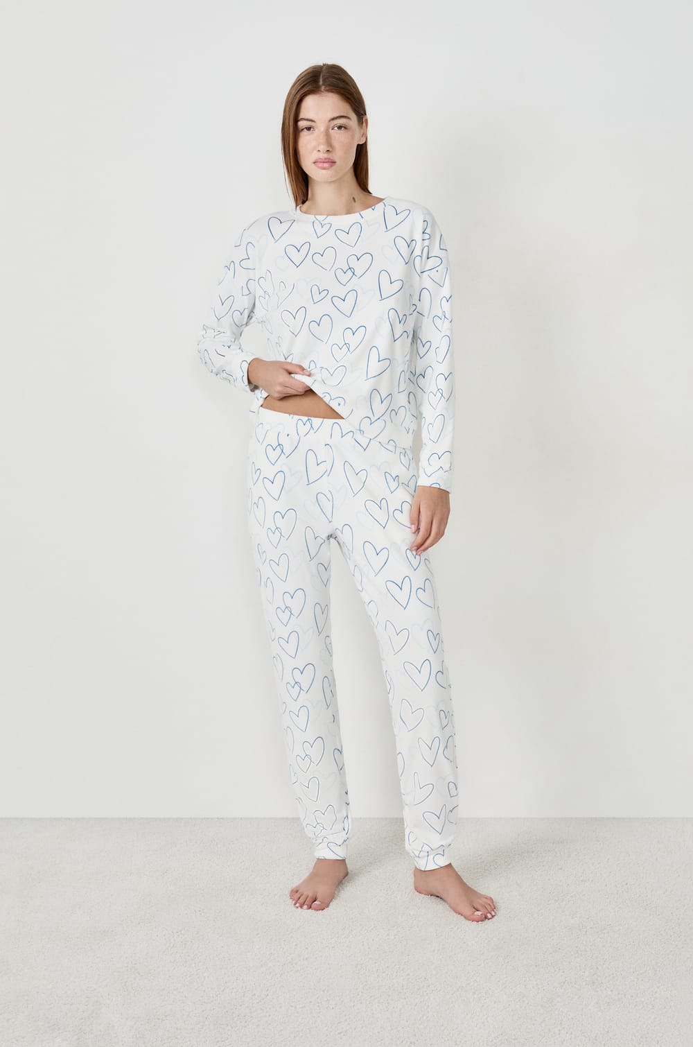 Pyjama trousers with hearts;${refinementColor}