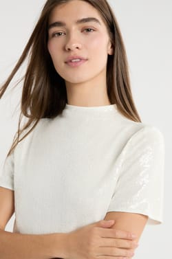 Camisa de manga corta con lentejuelas;${refinementColor}