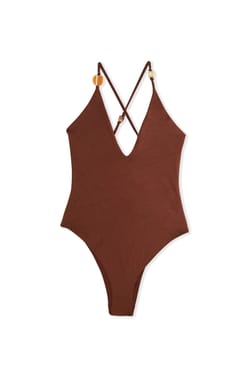 Maillot 1 pi&egrave;ce satin&eacute; et lac&eacute; avec perles fixes - Etam x H&ocirc;tel Mahfouf;${refinementColor}