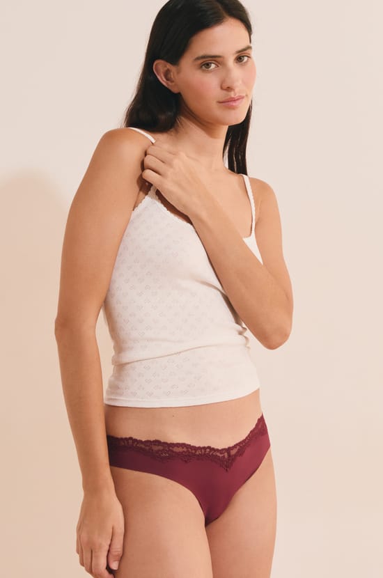 Culotte avec d&eacute;tail dentelle;${refinementColor}