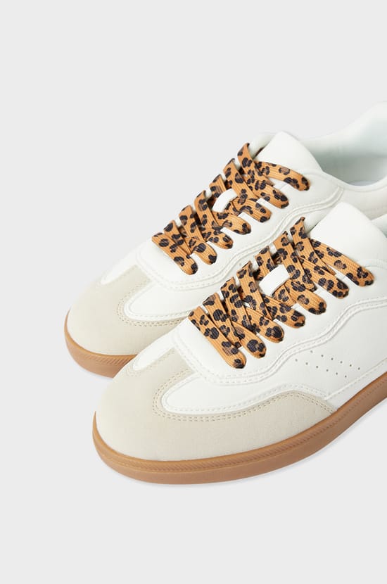 Leopard lace-up sneakers;${refinementColor}