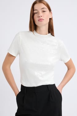 Short-sleeved sequin T-shirt;${refinementColor}