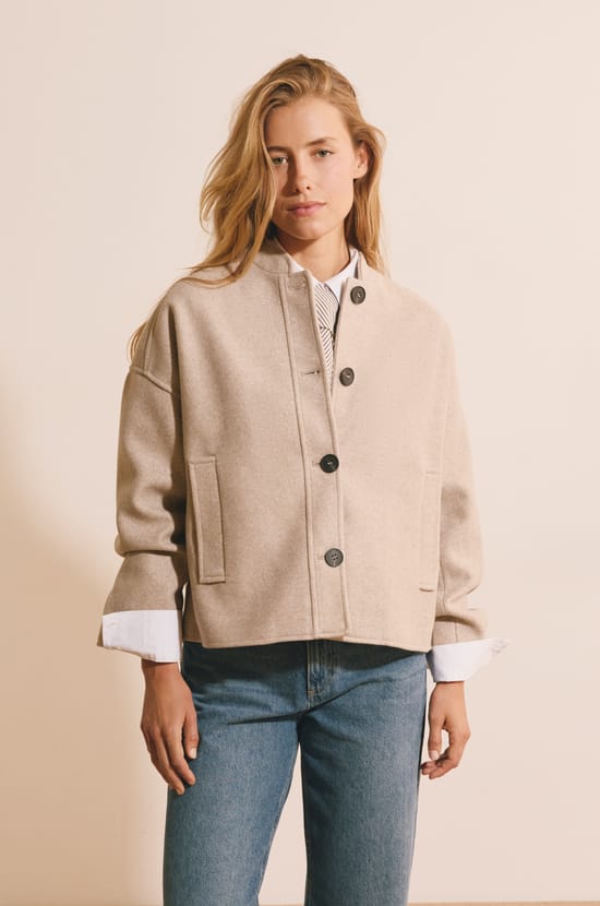 Short Buttoned Coat;${refinementColor}