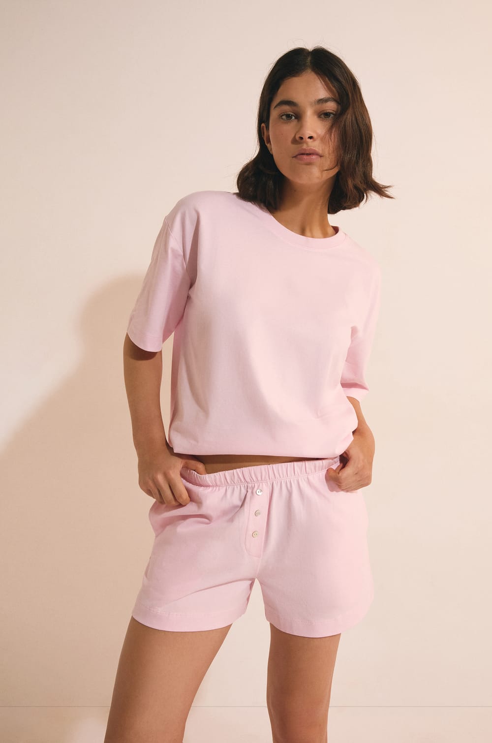 T-shirt de pyjama manches courtes en coton;${refinementColor}