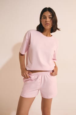 T-shirt de pyjama manches courtes en coton;${refinementColor}