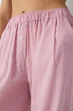 Straight Leg Linen Pyjama Trousers;${refinementColor}