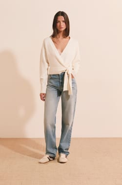 Long-Sleeved Tie-Front Cardigan;${refinementColor}
