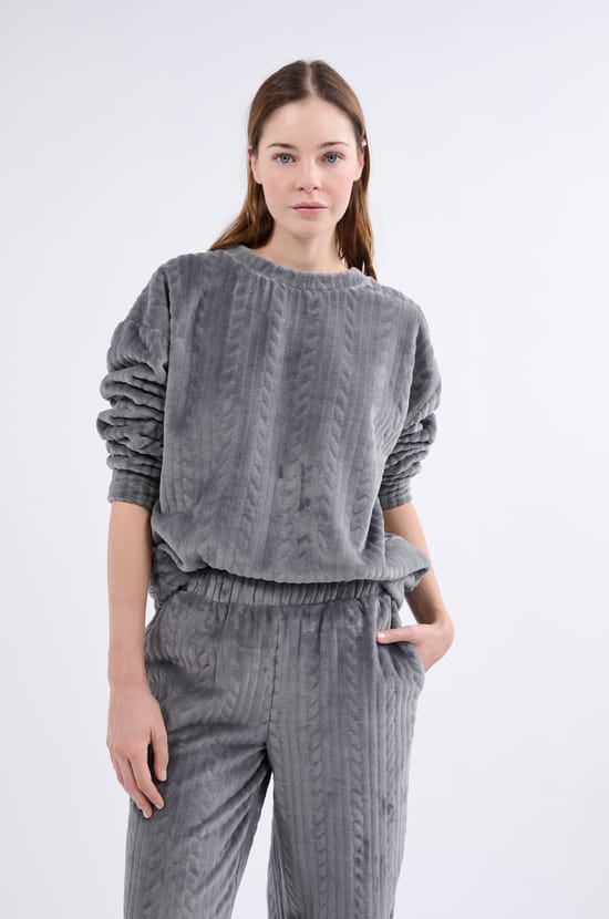 Sweatshirt de pyjama effet velours;${refinementColor}