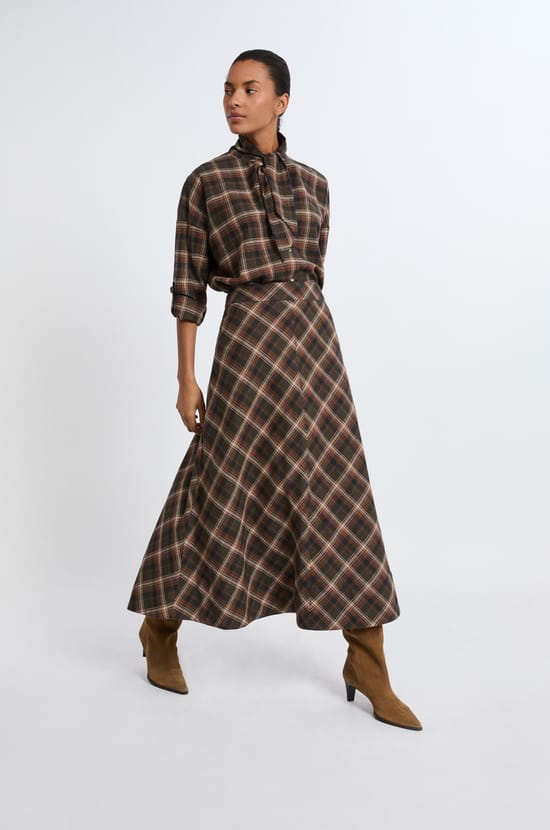 Long Patterned Cotton Skirt;${refinementColor}