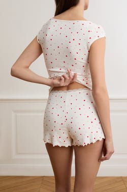 Short de pyjama en pointelle &agrave; motifs c&oelig;urs en coton;${refinementColor}