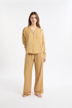 Chemise de pyjama bicolore &agrave; rayures;${refinementColor}