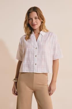 Chemise manches courtes en coton;${refinementColor}