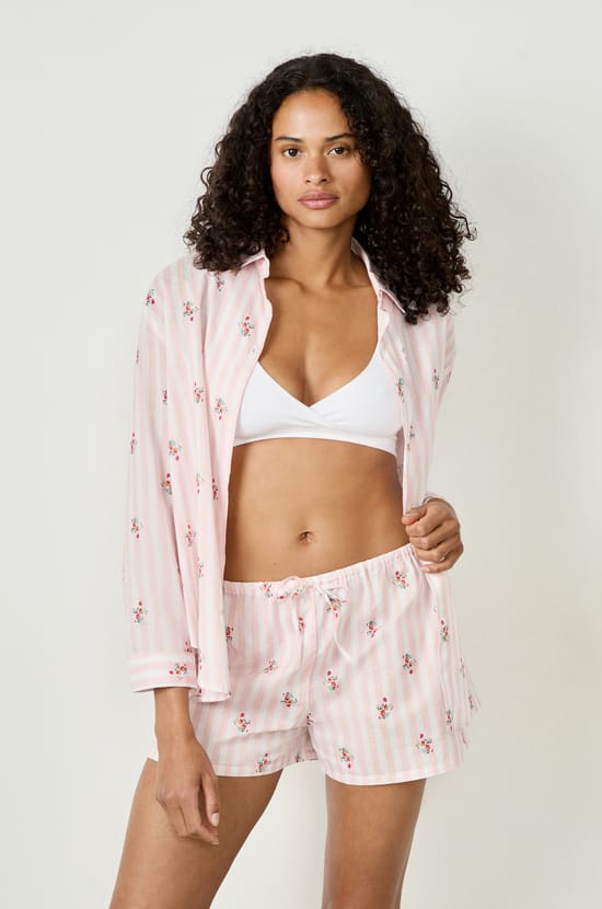 Short de pyjama en coton à motifs;${refinementColor}