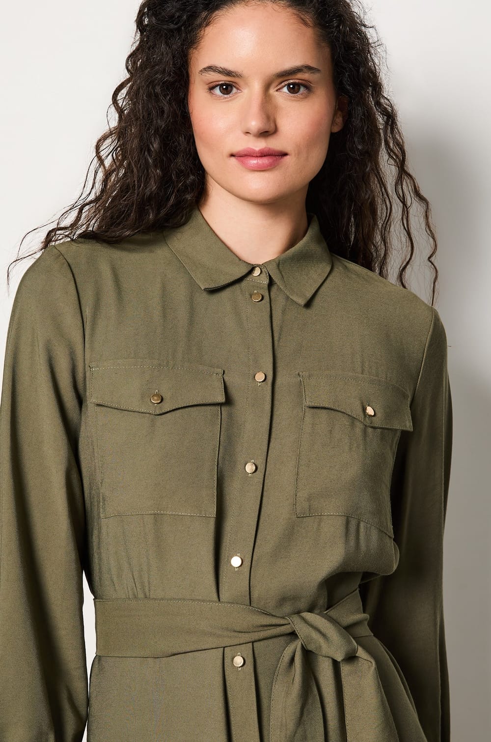 Belted Shirt Dress;${refinementColor}