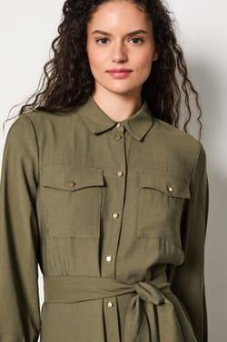 Belted Shirt Dress;${refinementColor}