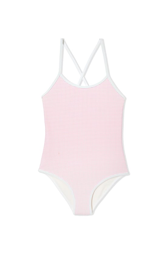 Maillot de bain 1 pi&egrave;ce motif vichy pour enfant;${refinementColor}