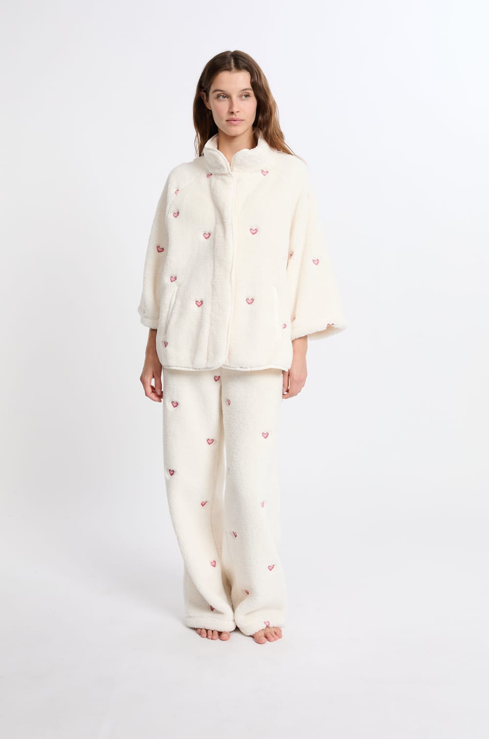 Veste à motifs coeurs effet polaire;${refinementColor}
