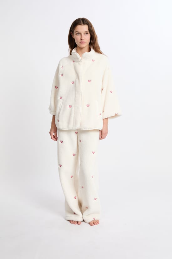 Veste à motifs coeurs effet polaire;${refinementColor}