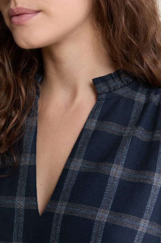 Blouse en coton &agrave; carreaux;${refinementColor}