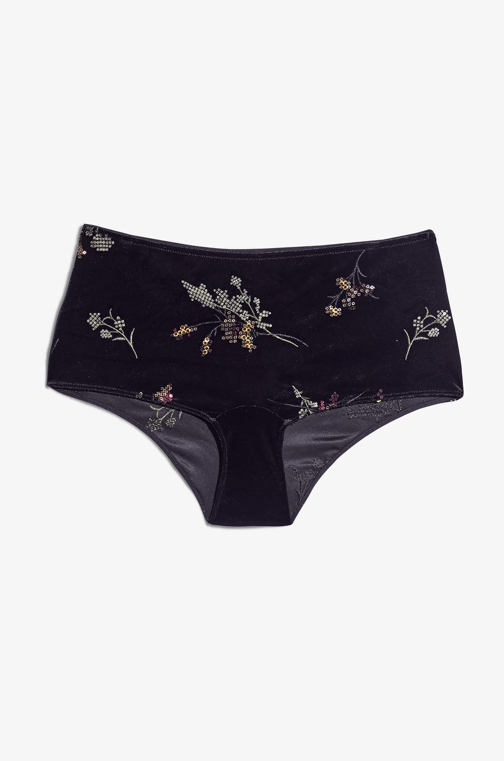 Embroidered Velvet Boyshorts;${refinementColor}