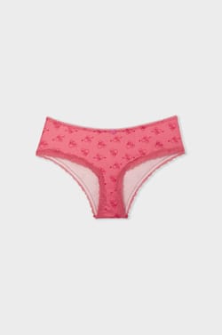 Printed Boyshort with Lace Details;${refinementColor}