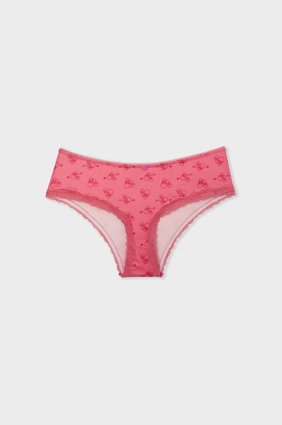 Shorty imprimé détails dentelle;${refinementColor}
