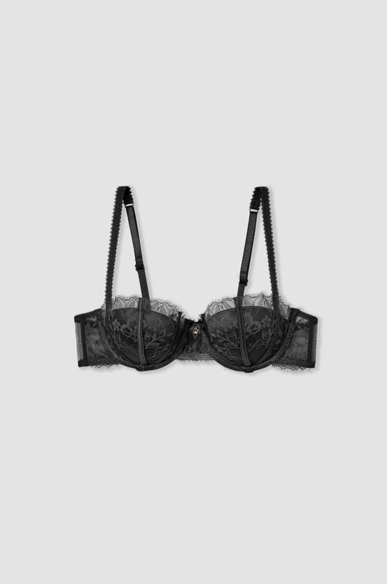 Push-up balconette bra in tulle and satin;${refinementColor}