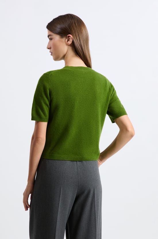 Short-sleeved cashmere sweater;${refinementColor}