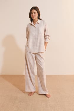 Chemise de pyjama &agrave; carreaux avec coton;${refinementColor}