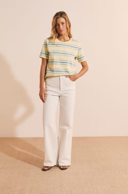 T-shirt &agrave; rayures en coton;${refinementColor}