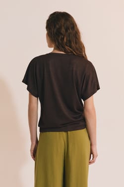 T-shirt manches courtes &agrave; col V;${refinementColor}