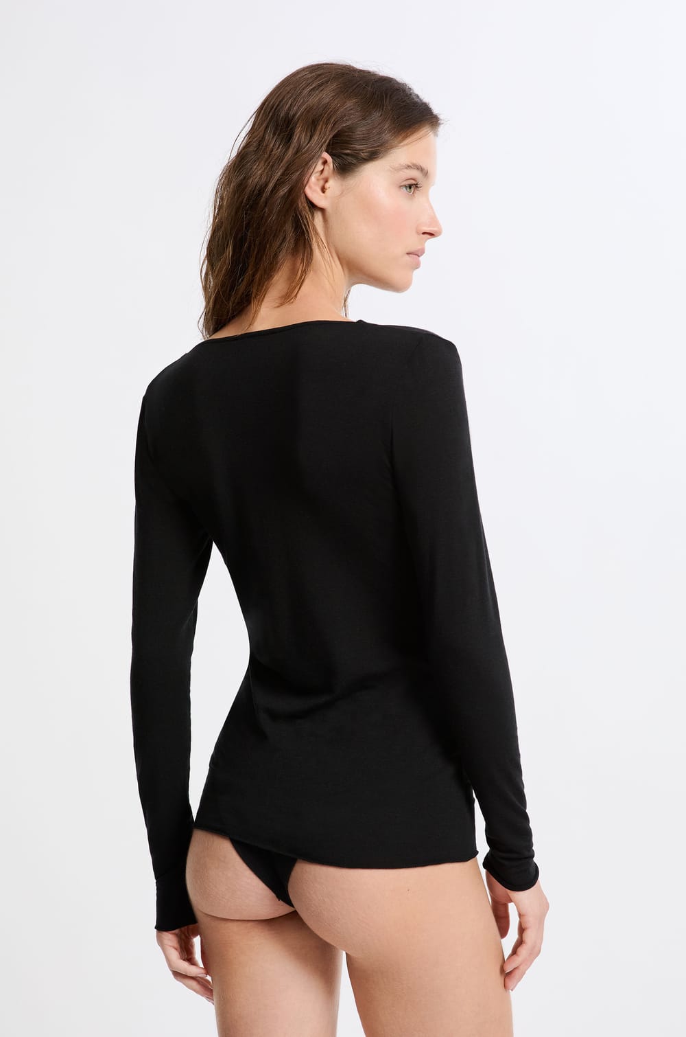 Long Sleeve Thermal Knit T-Shirt with Cashmere;${refinementColor}