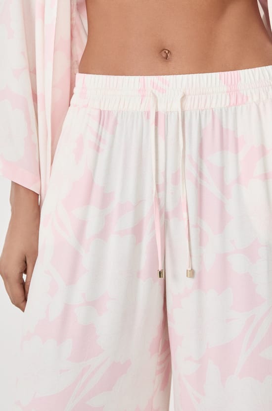 Pantalon de pyjama satiné à imprimés;${refinementColor}