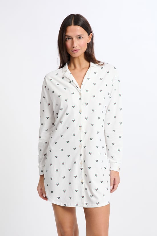 Chemise de nuit en coton à motifs;${refinementColor}