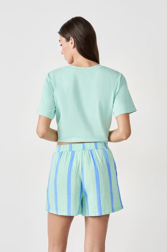 Striped cotton pyjama shorts;${refinementColor}