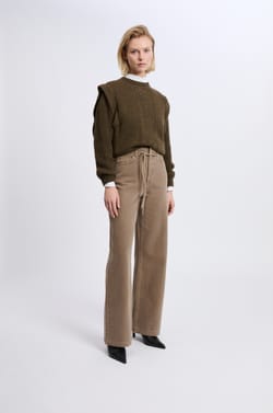 Jean large en coton à cordon;${refinementColor}