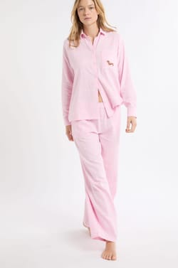 Ensemble de pyjama à carreaux brodé Teckel;${refinementColor}