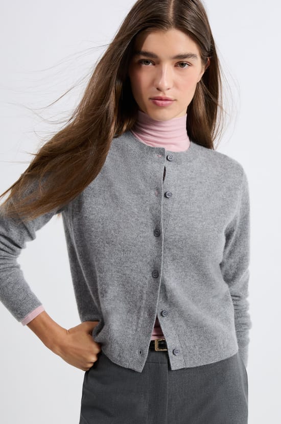 Cashmere cardigan with buttons;${refinementColor}