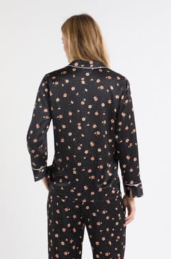 Camisa de pijama con estampado floral de satén;${refinementColor}